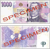 Новая версия банкноты номиналом в 1000 чешских крон