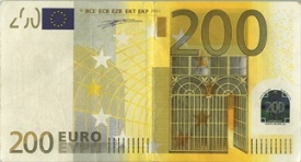 Dangerous type of a 200-euro counterfeit banknote of the ECB
