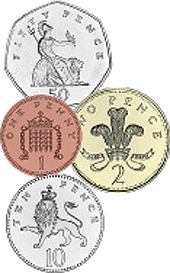У шести британских ходовых монет изменится дизайн реверса